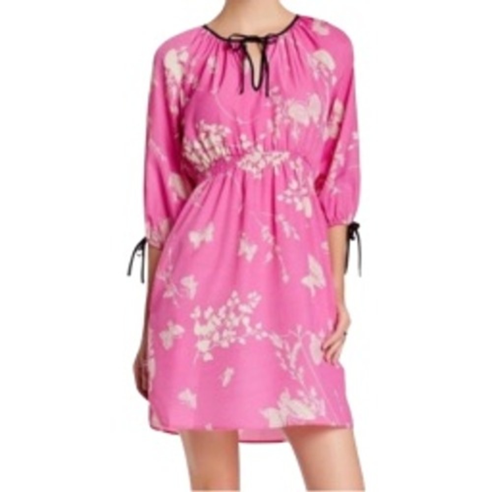 Yumi Kim Jeannette Dress Fuschia Butterfly Print Pockets Size‎ Large